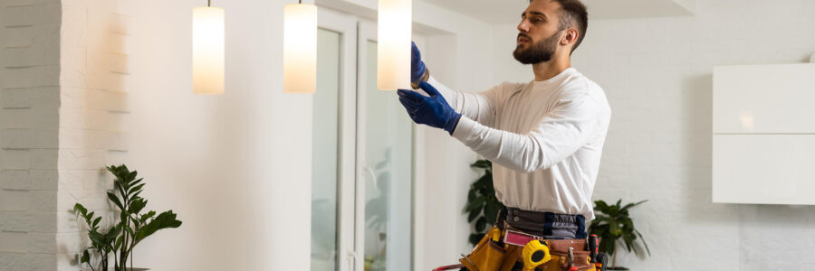 an emergency electrician installing a dimmer switch in a sydney house