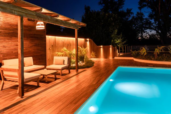 Backyard with LED Downlights Installation