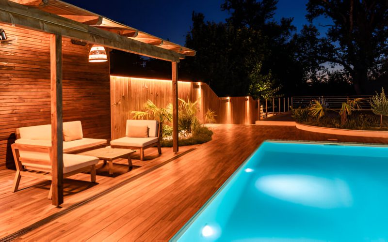 Backyard with LED Downlights Installation
